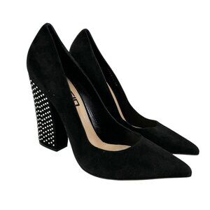 Sergio Rossi Crystal Embellished Heel Suede Pointed Toe Pumps